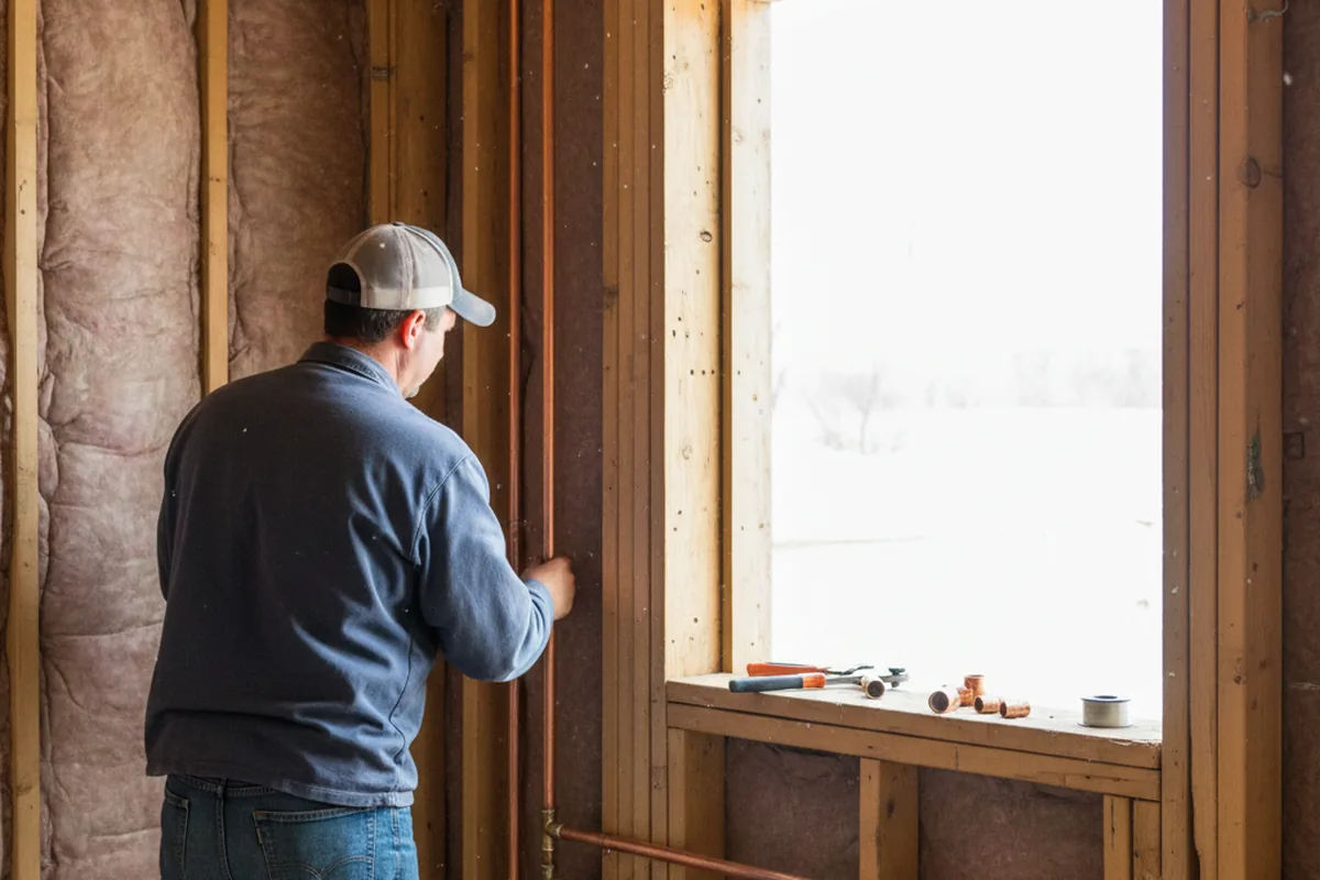 Licensed plumber running new copper supply lines in a Russellville home