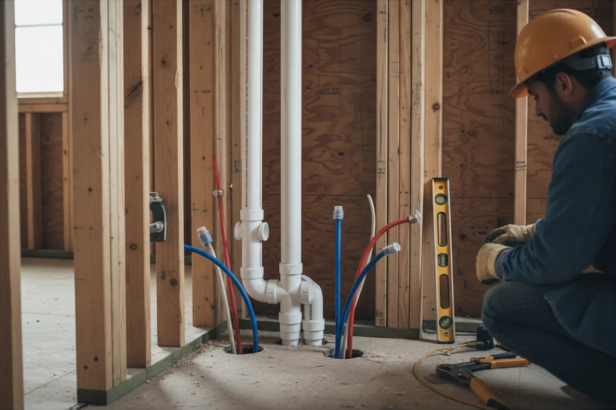 Drain and supply rough-in during Garbage Disposal Repair in Russellville